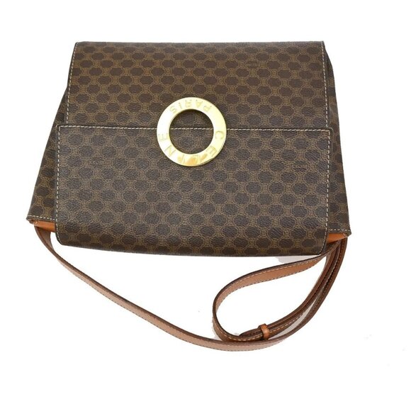 CELINE Macadam Circle Logo Shoulder Bag PVC Leather Brown GHW 88TA110 - Picture 5 of 16